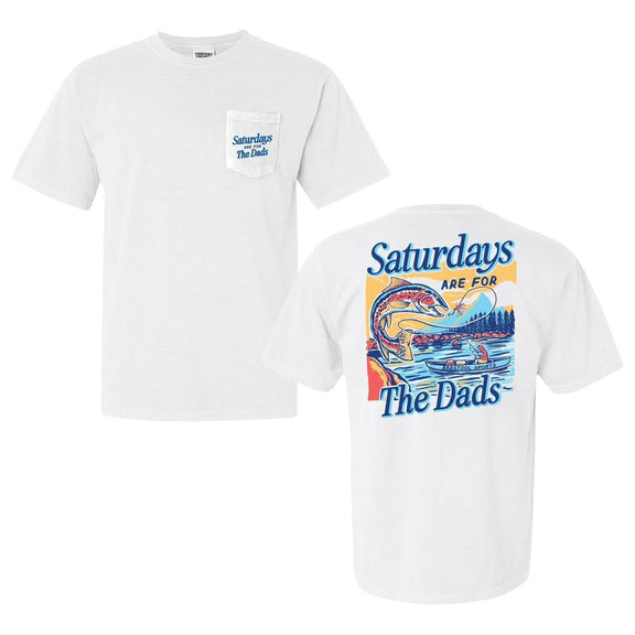Saturdays Are For The Dads Fish Pocket Tee-T-Shirts-SAFTB-White-S-Barstool Sports