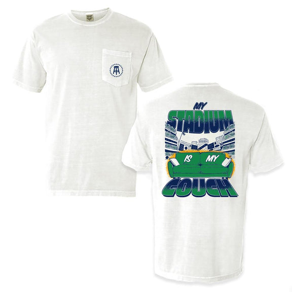 My Stadium Is My Couch Pocket Tee-T-Shirts-Barstool Sports-Green-S-Barstool Sports